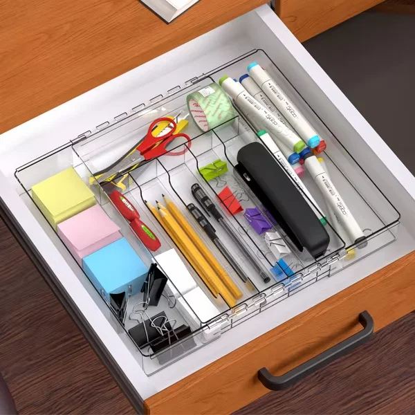 Multifunctional Adjustable PET Plastic Drawer Storage Organizer Trays Bins for  Kitchen Utensils Makeup Office Dressers