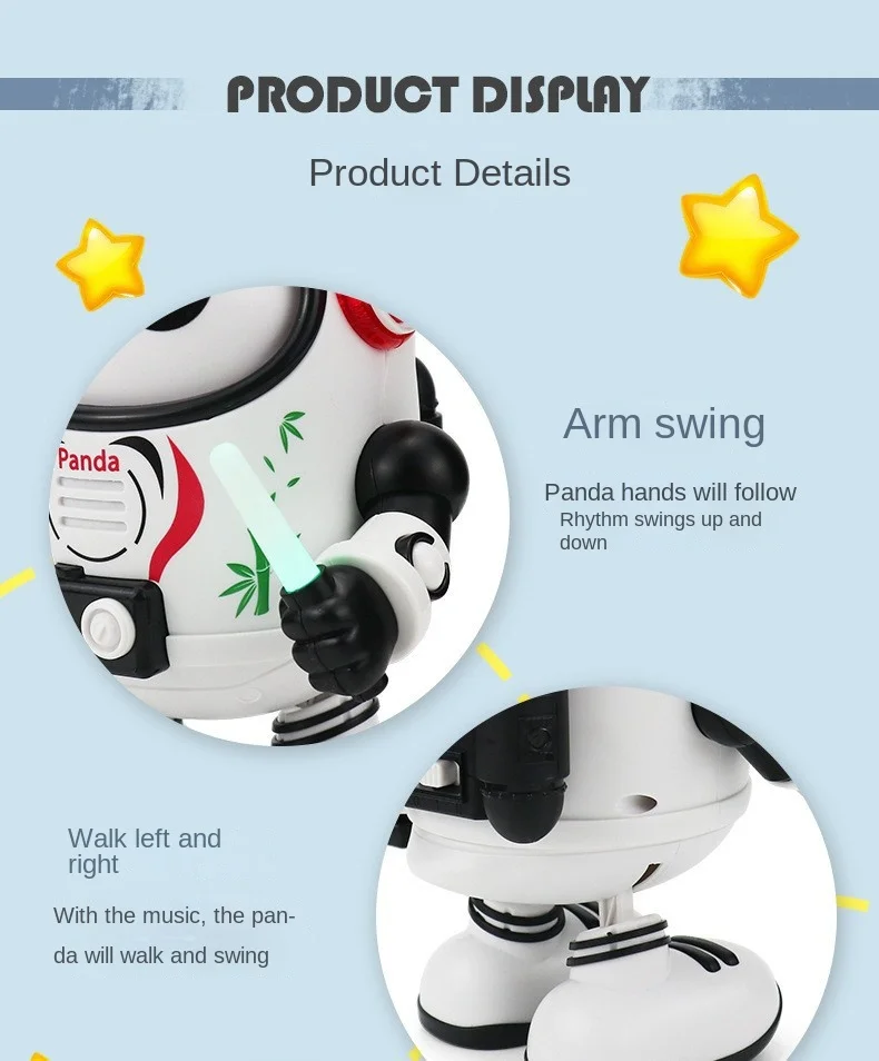 Dancing Robot Singing and Dancing 360 Electric Outer Space Astronauts Panda with Rotating Light