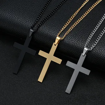 Sailing Jewelry Hot Selling Christian Steel Simple Single Cross Pendant Necklace Cross Necklace
