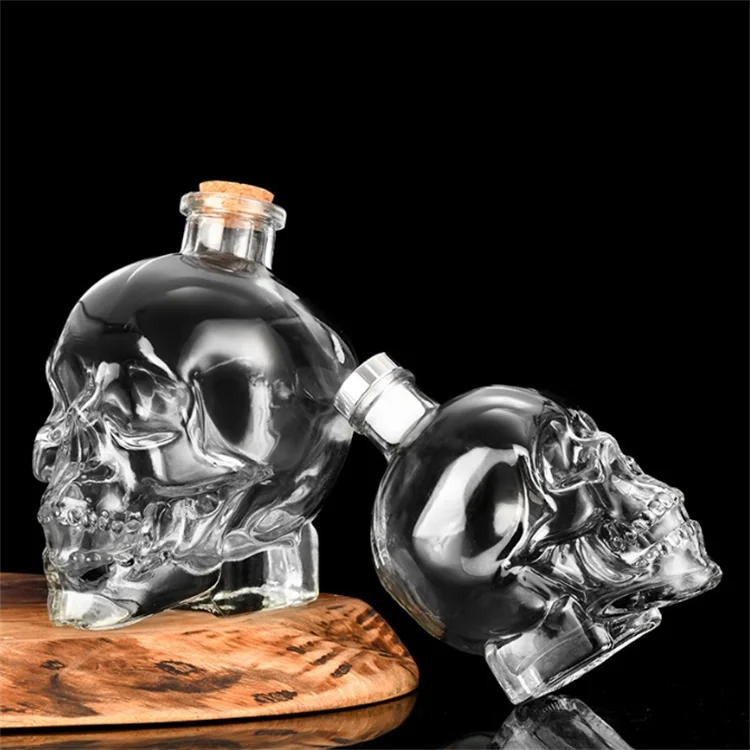 Creative Transparent Vodka Spirits 750ml Skull Whiskey Liquor Bottle