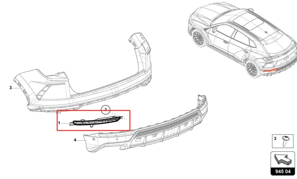 Rear Bumper Light For Lamborghini URUS 4ML945701 Plastic Bumper Lamp Led Lamp Original Used High Quality Auto Accessories details