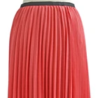 Skirt Skirts 2021 Women's Plain Pleated Skirt Custom Red Elegant High-Waist Long Skate Skirts