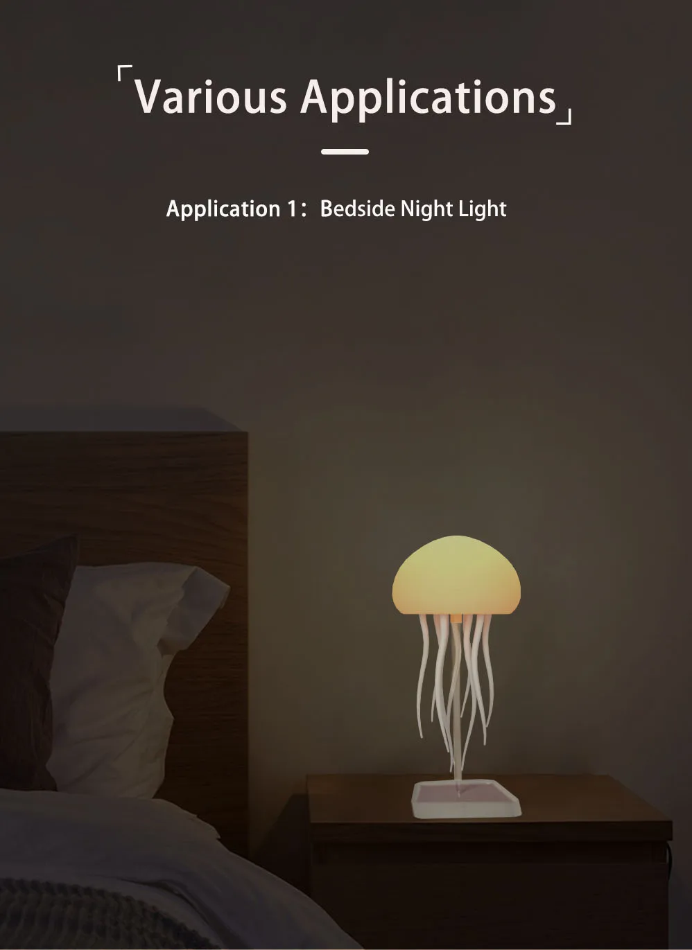 Intelligent Gradient Yard Dimmable Eye Care Bedside Lamp Voice Control with Dancing Legs Jellyfish Table Lamp with Touch Sensor