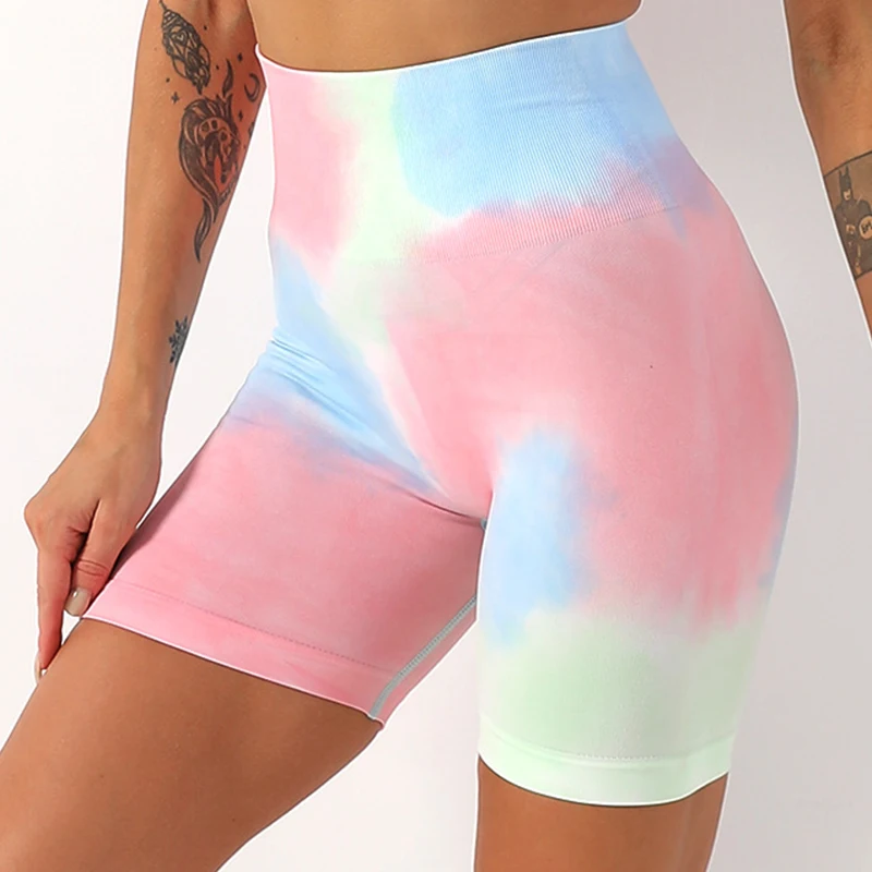 European and American Tie-Dye Seamless Yoga Set Fitness Clothes High Waist Tight-Fitting Beautiful Back Sportswear