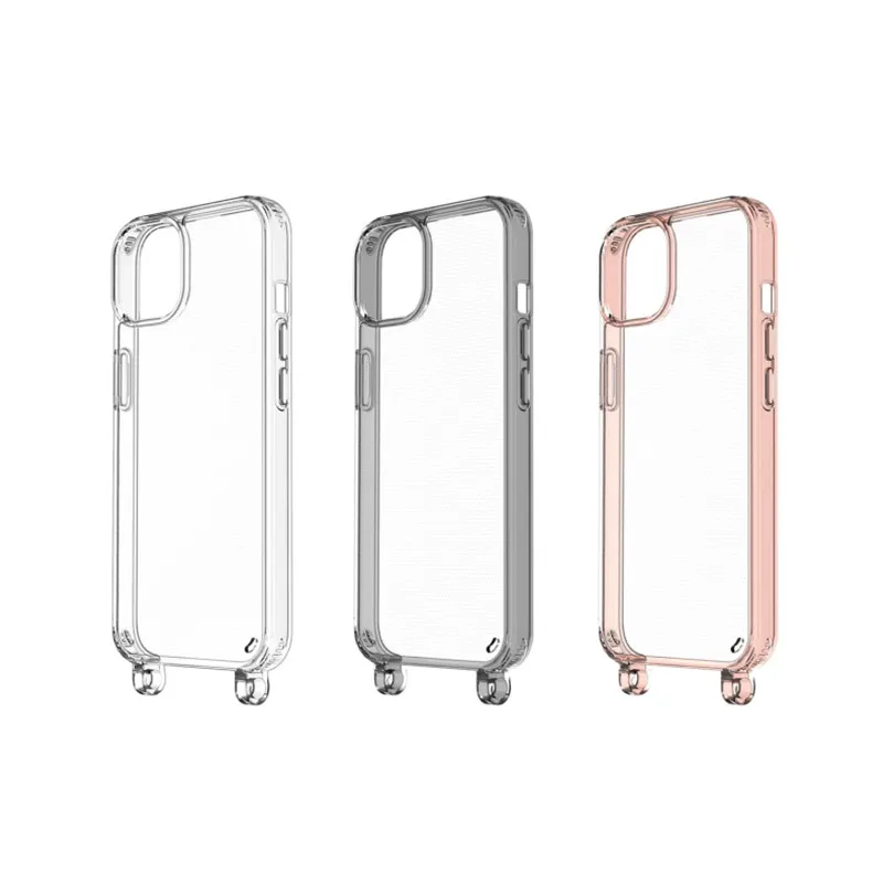Shockproof New Clear TPU PC Mobile Phone Case For iPhone 15 14 13 Pro Max with Lanyard Strap Hole fundas para celular