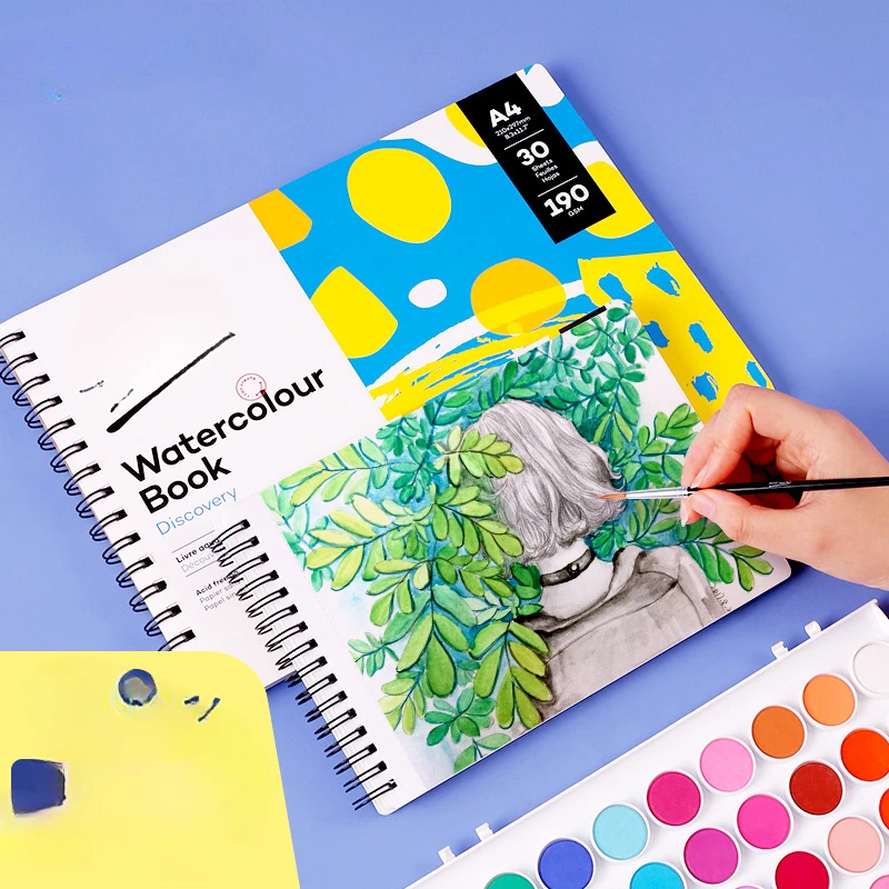 A4 Watercolor Book 190g Loose Leaf Hand Drawn Watercolor Paper 30 Pages 8k Sketching Watercolor