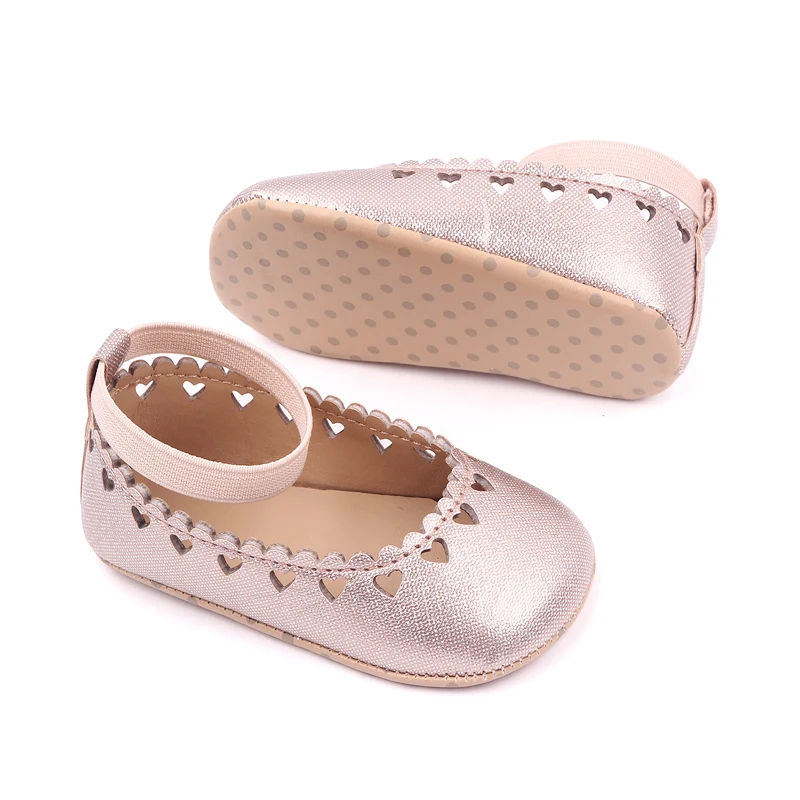 Elastic Solid Color love Hollow Soft Soles for Baby Girls Fashion Princess Toddler Leather Shoes supplier