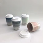 Coffee Customized Logo Wholesale Bulk Modern Style Delicate Durable Ceramic Travel Coffee Mug With Lid