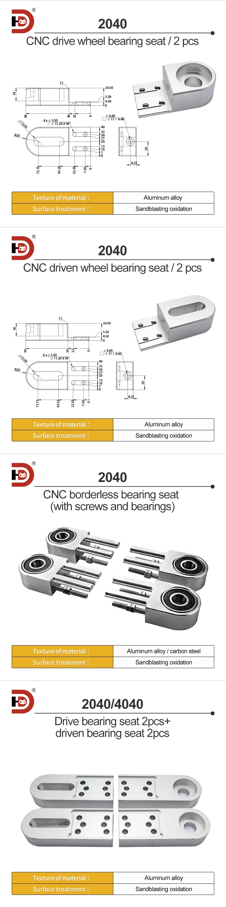 2040 Conveyor Bearing Seat Conveyor Belt Assembly Line Roller Master-slave Power Roller CNC Drive Head and Tail details