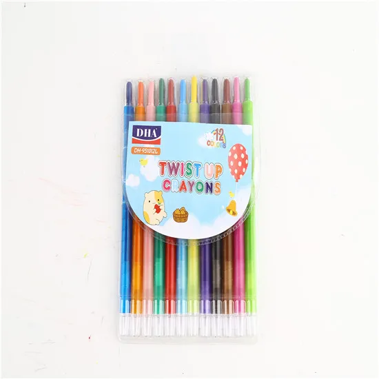 12 Colors Custom Wholesale Soft Silky Washable Crayon Plastic Pencils Set Manufacturer Supplies Plastic Crayon