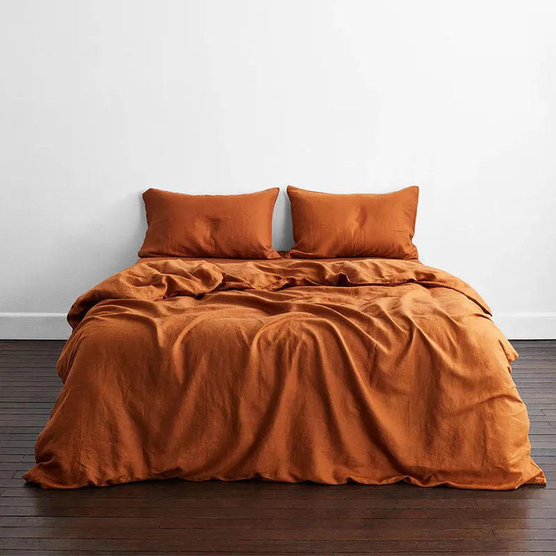 Luxury French Linen Bedding Stone Washed Flax Bedding Set Hotel Linen