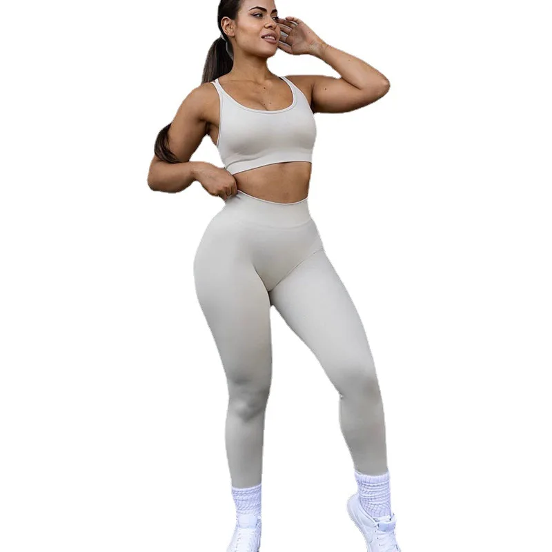 Tik Tok Custom Seamless Gym Clothing For Women Scrunch Booty Yoga Shorts Leggings 2/3/4 PCS Sports Workout Halter Bra Suit Sets