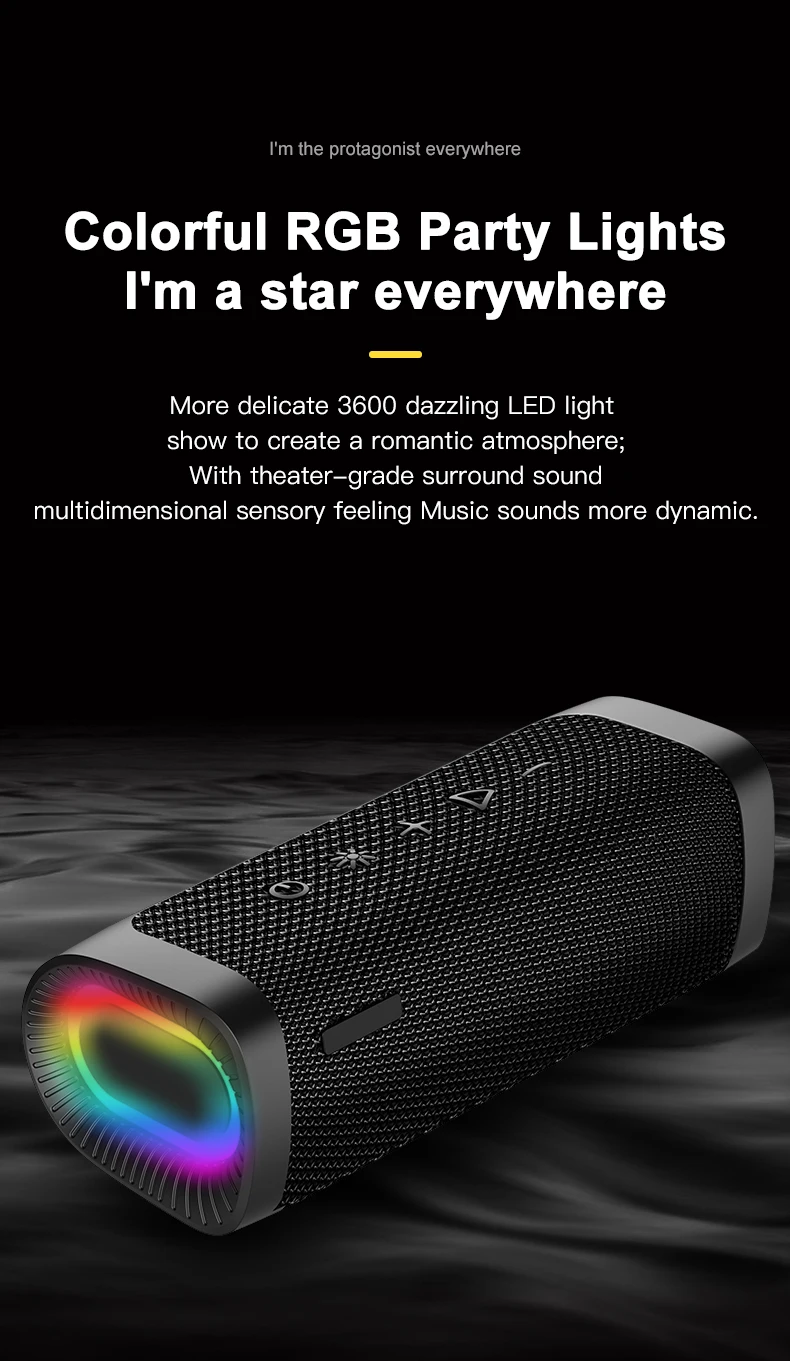 Factory customized Portable Wireless Bluetooth Speaker super bass sports outdoor RGB wireless speaker