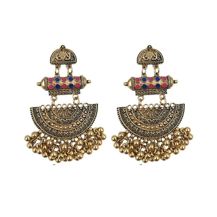 Golden Oxidized Earrings Jhumka Jhumki Jewelry Bollywood Drop Dangle Long EA169 