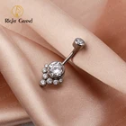Banana Ring Titanium Internally Threaded Multi Color Zircon Curve Banana Navel Piercing Belly Button Ring