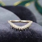 Wedding Band Black Curved Wedding Band Yellow Gold White Diamond And Black Diamond Wedding Women Vintage Stacking Ring