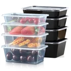 Eco Friendly Microwavable 1000ml Black Rectangle PP Food Container Disposable Plastic Lunch Boxes