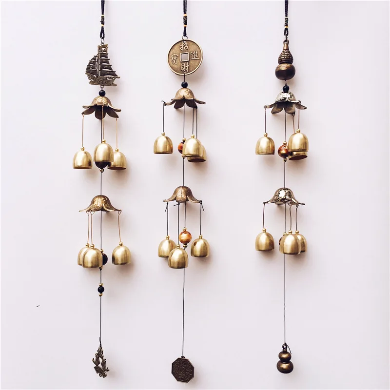 Lucky Chinese Antique Copper Metal Wind-chimes Outdoor Garden Decoration Crafts 