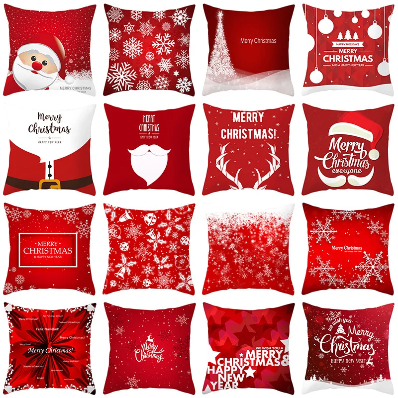 Christmas Pillow Case Sofa Cushion Covers Home Xmas Snowflake Santa Elk Decor 