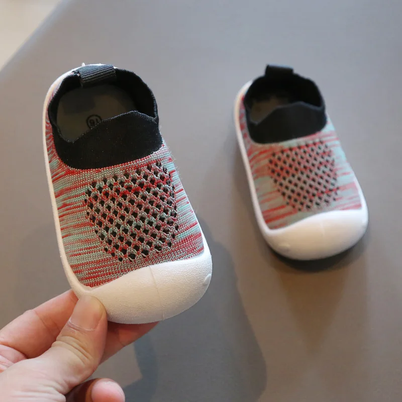 Hot-Selling Spring Summer New Baby Sneakers Soft Bottom Toddler Shoes with Breathable One-Pedal Knitted Set for 1-8 Years Old details