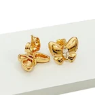 Jewelry Gold Earrings New Style Cubic Zircon Ear Studs Jewelry 24k Plated Gold Butterfly Shape Zircon Stud Earrings