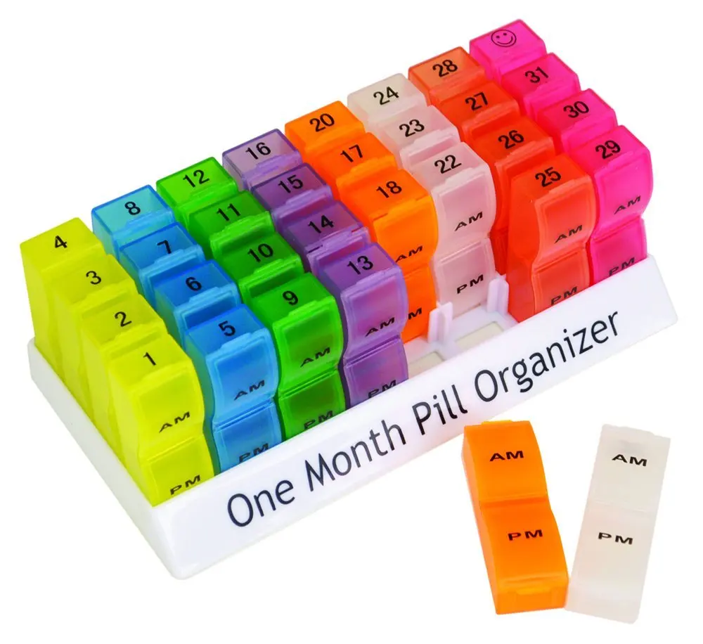 Monthly Pill Organizer Box Small Pill Case Organizers 2 Times a Day USA 