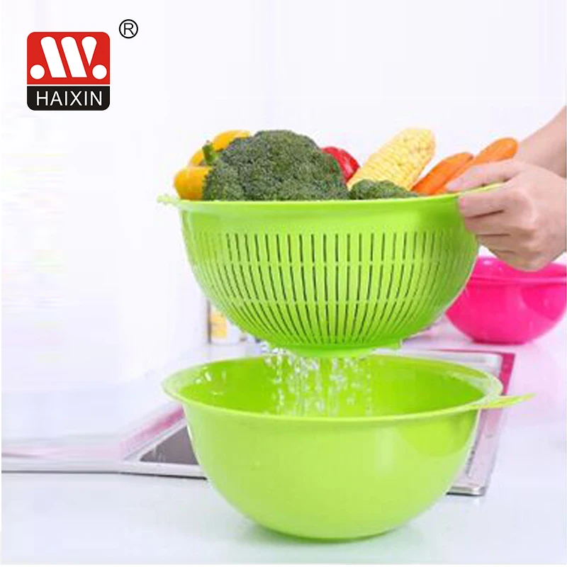 Haixing PP food grade kitchen basket type and plastic colander vegetable basket strainer colanders