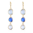 Earrings Gemstone Gold Plated Hook Earrings Gemstone White Moonstone Blue Chalcedony With High Quality