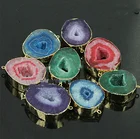 Connector Agate KJL-A0256 Mix Color Big Size Geode Quartz Stone Connector Accessories Druzy Agate Colorful Semi-precious Pendant