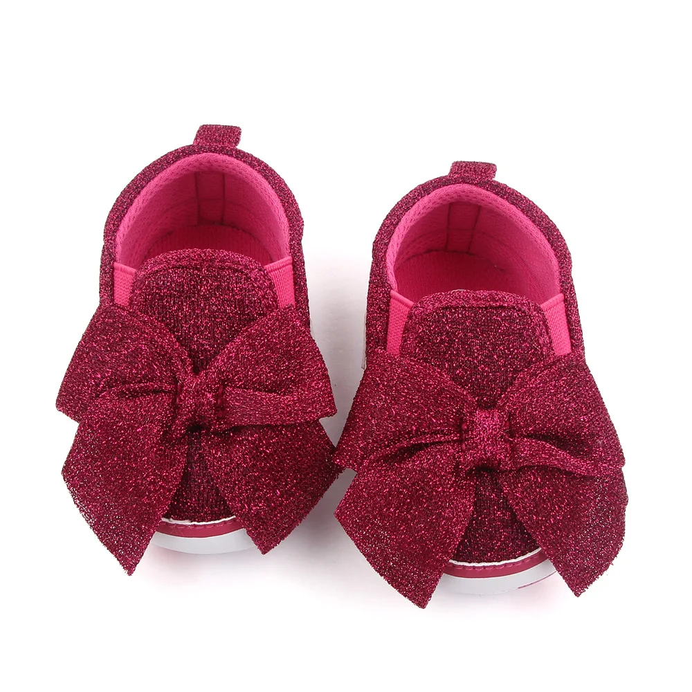 New design blingbling bow-knot solid baby shoes girls soft sole newborn walking toddler shoes supplier