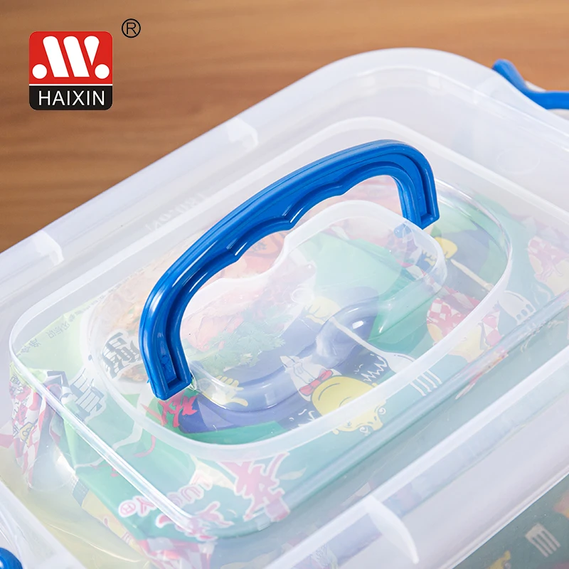 Haixing Clothes Storage Container with Lid Multi Size Custom Design Toy Organizer Box Plastic 6L/11L/18L/30L