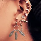 Earring Clip Gothic Earring Set Lighting Leather Heart Shape Hip-hop Stud Hook Earring Clip For Girl