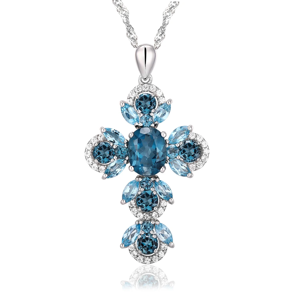 Silver Plated Real Blue Topaz NEW STYLISH Pendant Handmade Jewelry Collection 