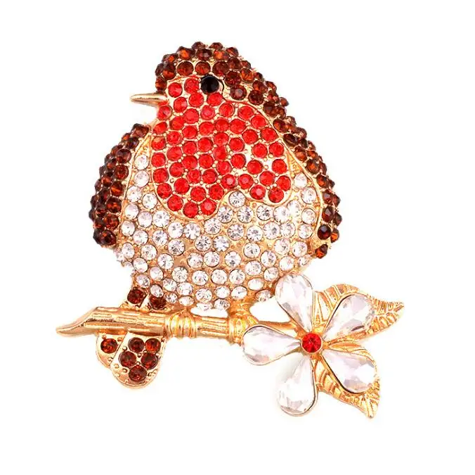 Brooch Women Jewelry Gold Plated Red Crystal Brooches and Pins