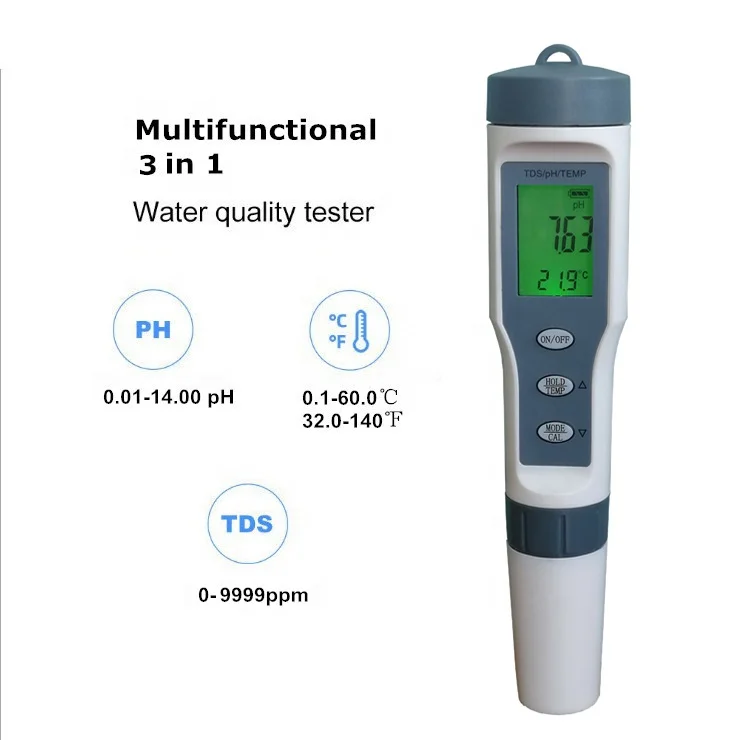 3 In 1 pH/TDS/TEMP Meter Water Detector Digital LCD Water Quality Monitor Tester 