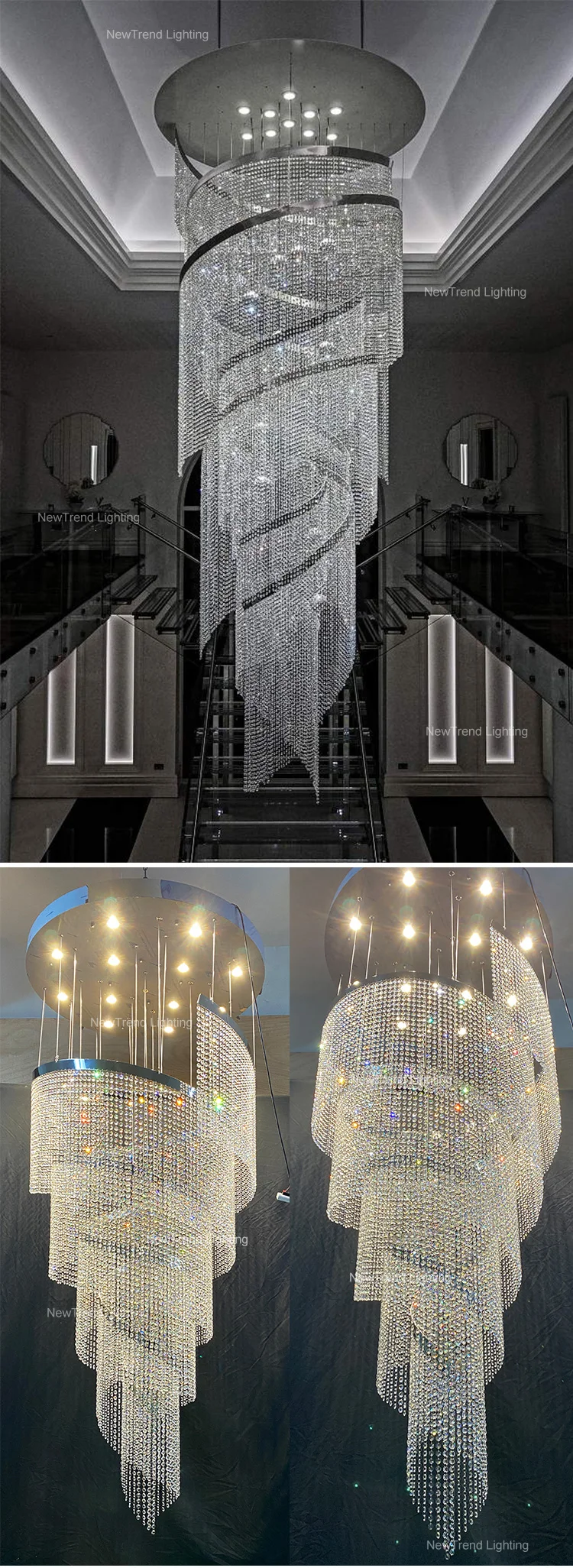 CPL-113 New Product Indoor Decoration Large Project Hotel Lobby Villa Staircase Luxury Ceiling Crystal Chandelier details