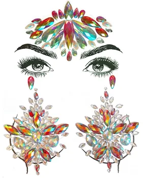 Custom rhinestone festival body crystal eye temporary tattoo sticker face gem jewels