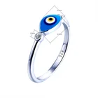 Sterling Silver Ring Ring Personalized 925 Sterling Silver Blue Enamel CZ Eye Finger Ring Custome Engagement Eyes Ring