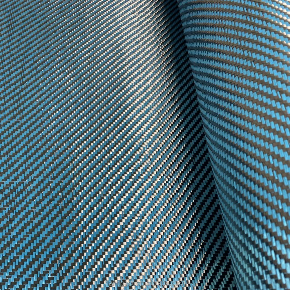 Lake Blue 1+1 Mixed for Kevlar + Carbon Fiber 3K Carbon Aramid Hybrid Fabric Waterproof Woven for Upholstery Car Lake Blue 1+1 Mixed for Kevlar + Carbon Fiber 3K Carbon Aramid Hybrid Fabric Waterproof Woven for Upholstery Car