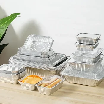 Alloy 801 hot sales heat-sealing aluminum foil container aluminum foil food containers rectangle aluminium