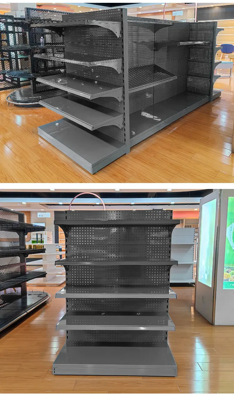 5 Shelves Supermarket Shelving Gondola Display Shelving with 6 Shelves and 4 Shelves Options