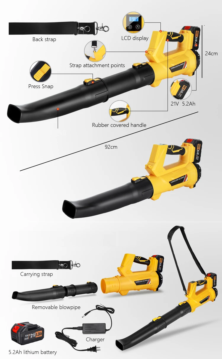 Lightweight Handheld Garden Leaf Blower , Quiet Cordless Electric Air Blower 1