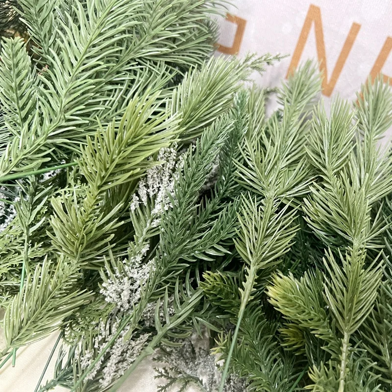 Christmas Pine Needles Artificial Pine Branches Green Leaves Needle Garlands Pine Twigs  Stems Faux Cedar Branches Greenery