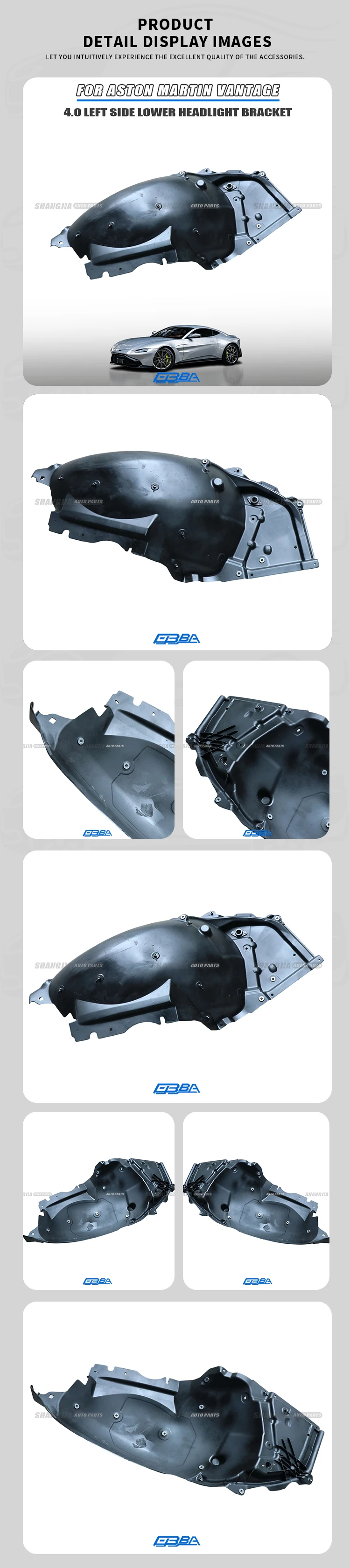 Reinforced Plastic Front headlight Brackets For Aston Martin Vantage Coupe Roadster AMR Easy Installation KY6313069AG Car Parts manufacture