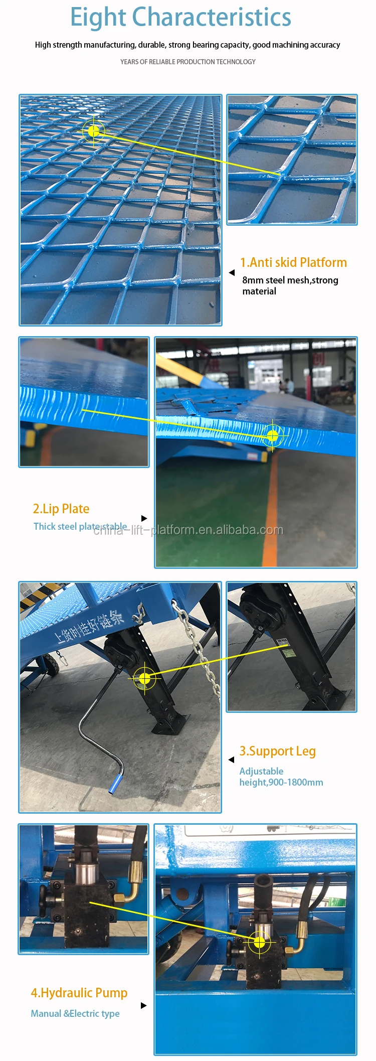 Truck Forklift Mechanical Lifting Loading Ramp Mobile Hydraulic