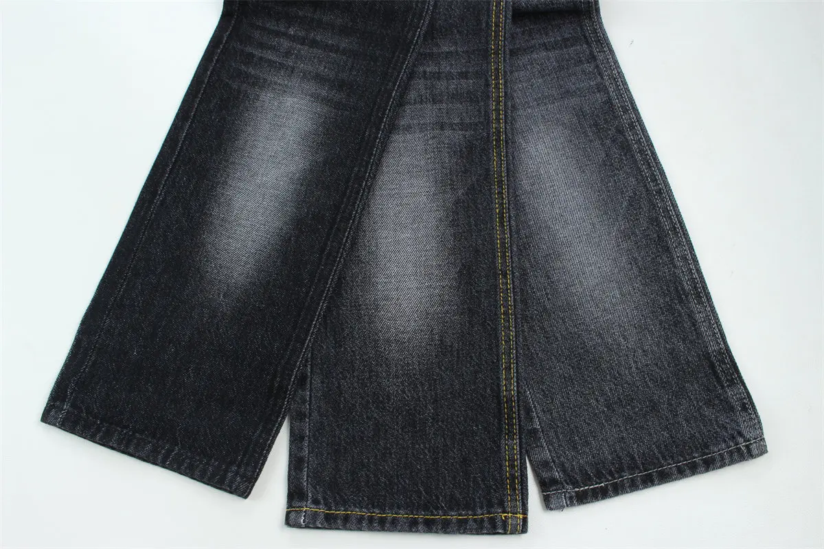 10 oz Dark Black Medium Weight 100% Cotton Denim Fabric Sanforizing for Jeans and Workwear