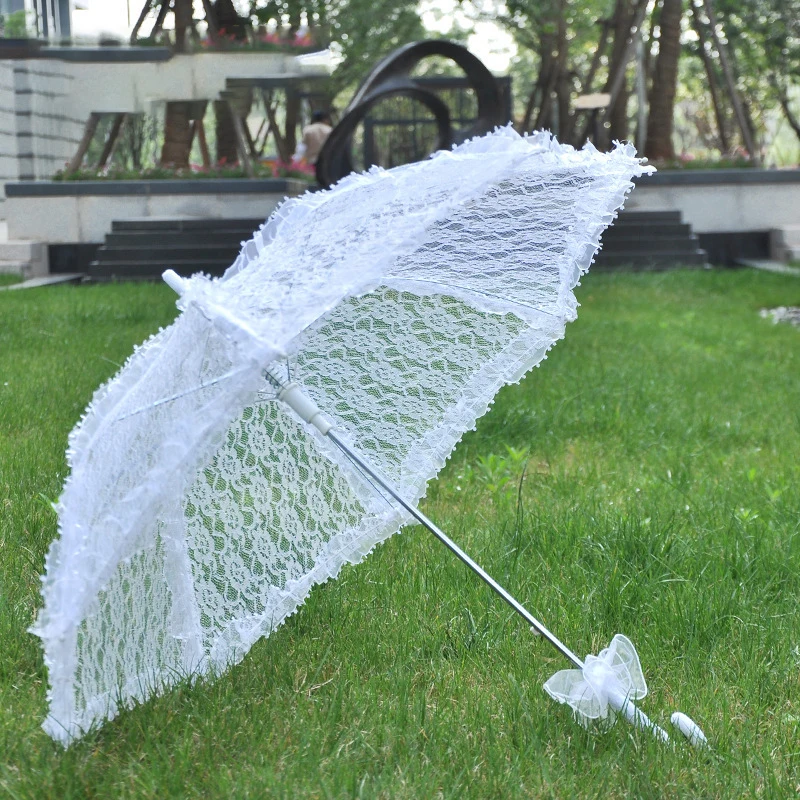 ZY143 Wedding Celebration Gifts Umbrellas Palace Wedding Bride Bridesmaid Lace Wooden Handle Umbrella