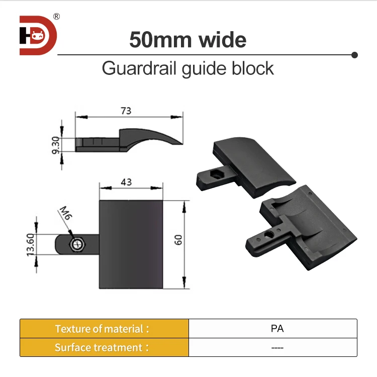 60mm Wide/medium/small C Guardrail Plastic Guide Plate, End Cover, Guide Block Block Block Black Connection Plate End Cover details
