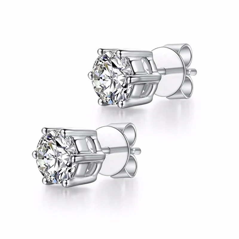 HMOIS fashion earrings trend 2021 jewelry gold round gems moissanite earrings