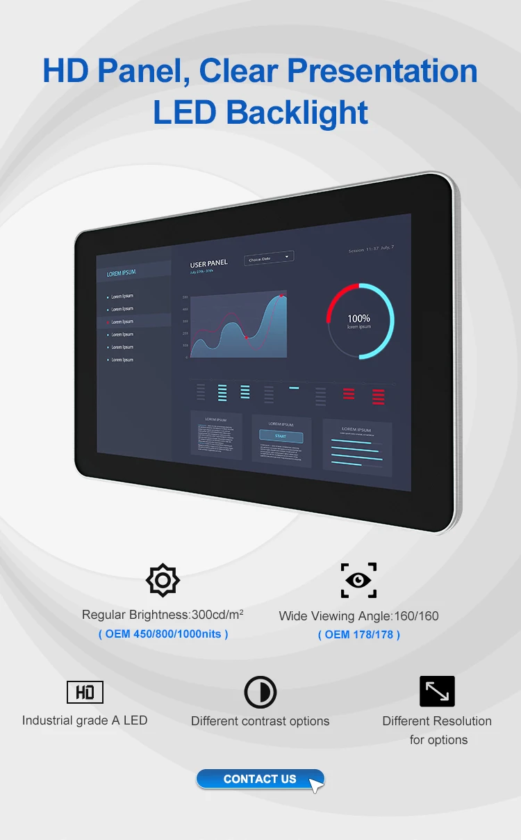 Wholesale Price 23.6/24 Inch 2K HD Industrial Screen Ip65 Waterproof Fanless Aluminum Case Industrial Monitor